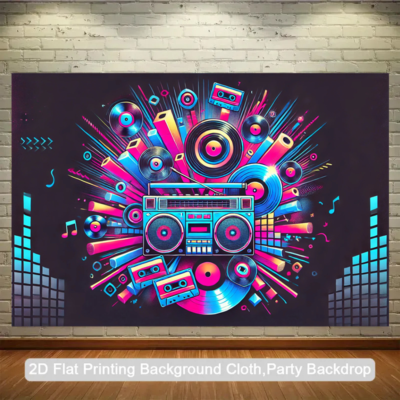 Audio Music For Background - 2D flat design, 1-piece packaging. Retro