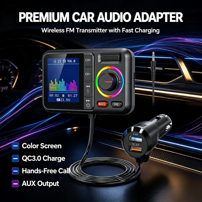 Audio Music Track - Vehicle Wireless Audio Adapter, QC3.0 AUX
