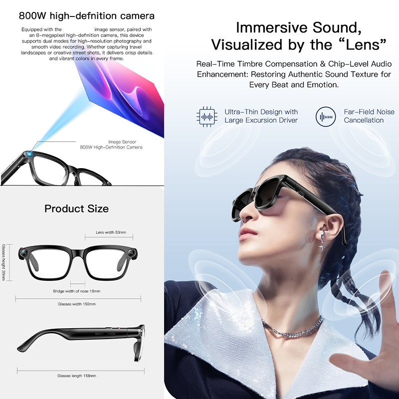 New AI Smart Glasses 800W HD C - Audio Music To Video Ai ulasan dan harga