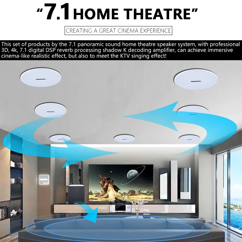 7.1 Home Theater Ceiling Speak - Audio Music For Background ulasan dan harga