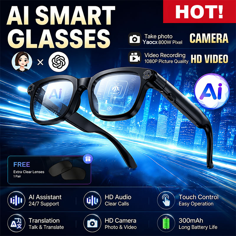New AI Smart Glasses 800W HD C - Audio Music To Video Ai ulasan dan harga