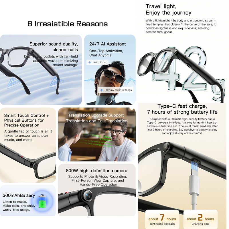 New AI Smart Glasses 800W HD C - Audio Music To Video Ai ulasan dan harga