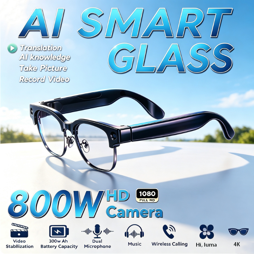 800W HD Pixel Smart Glasses Me - Audio Music To Video Ai ulasan dan harga