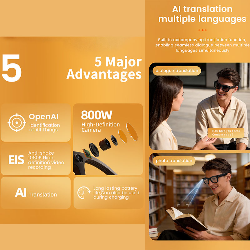 AI Smart Glasses 800W Camera A - Audio Music To Video Ai ulasan dan harga